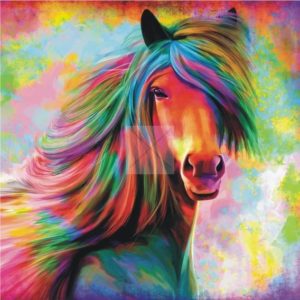 panneau polyester cheval multicolore