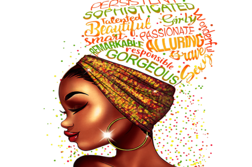 panneau simili jeune femme écritures multicolores - LILI COTON