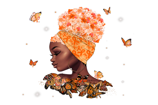 panneau jeune femme papillon orange