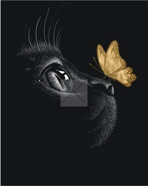 panneau polyester chat papillon doré