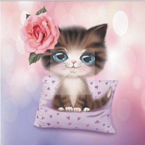 panneau polyester chat rose violet