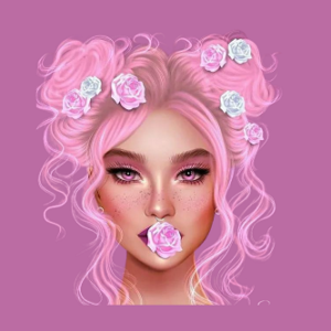 panneau simili jeune femme fleurs roses