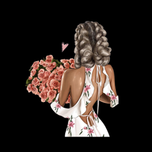 panneau simili jeune femme bouquet de fleurs tresse