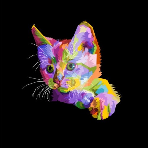 panneau polyester pochette chat multicolore