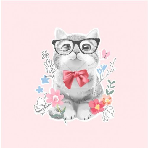 panneau polyester chat lunettes