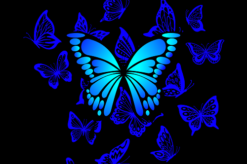 panneau simili papillon bleus