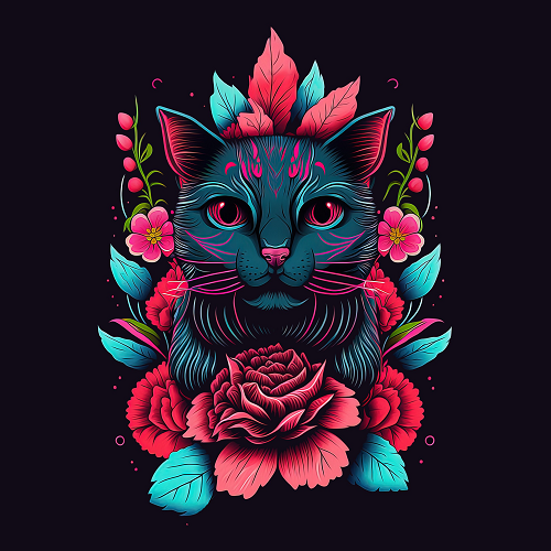 panneau simili chat fleurs