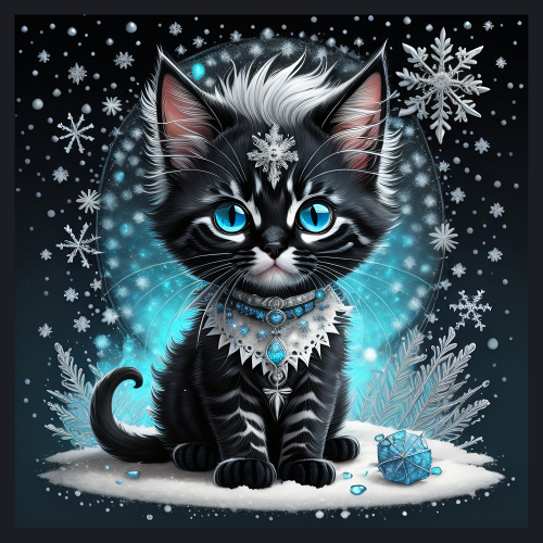 panneau simili chat neige bleu