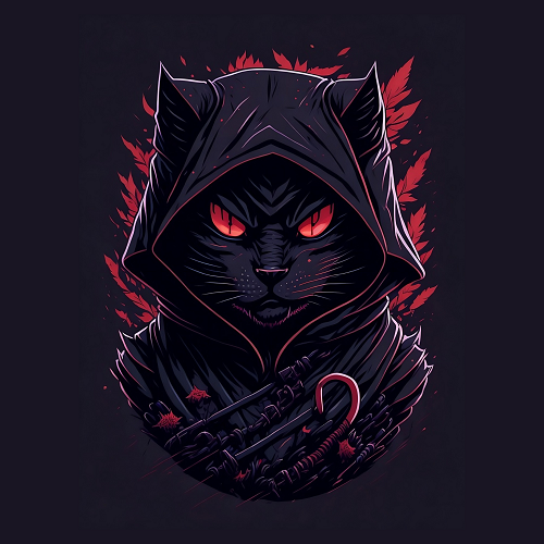 panneau simili chat noir et rouge