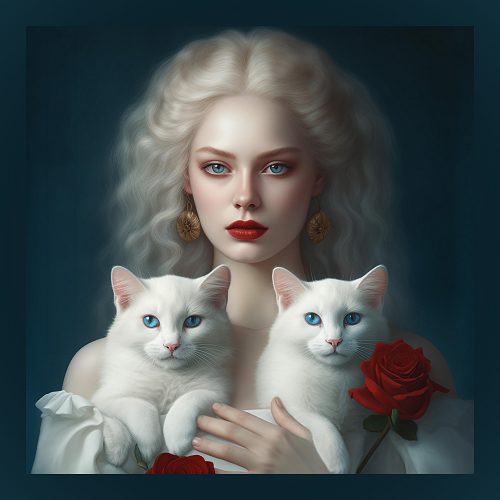 panneau simili femme chat blanc