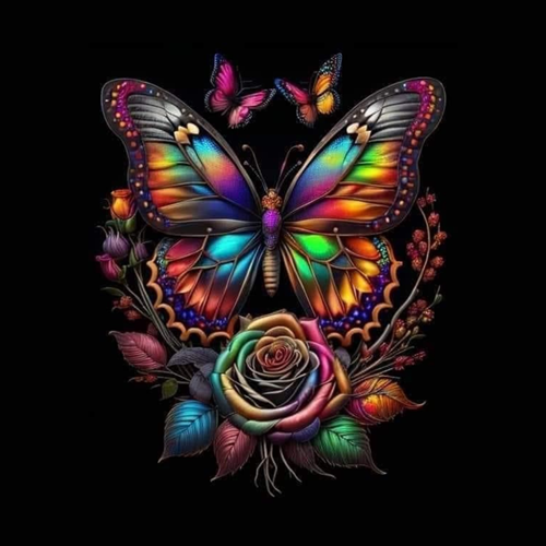 panneau velours papillon fleur