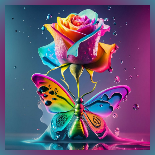 panneau simili rose papillon