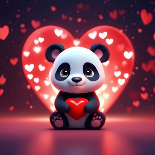 panneau simili panda coeur