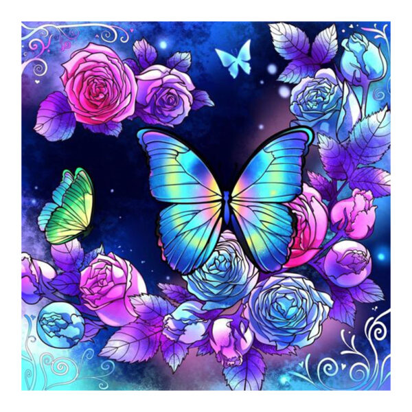 panneau velours papillon fleurs