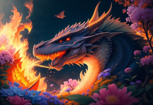 panneau simili dragon feu