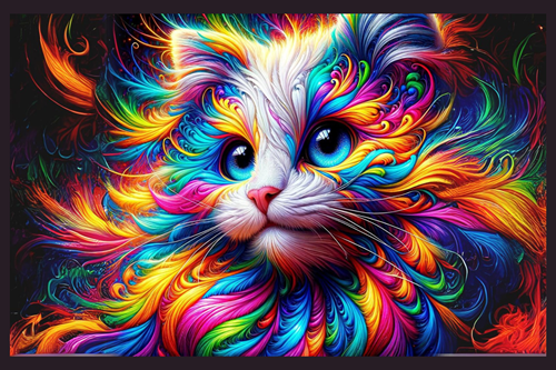 panneau chat multicolore