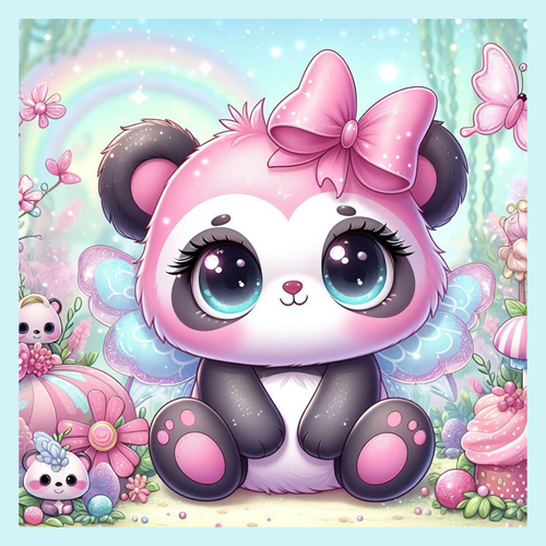 panneau velours panda rose