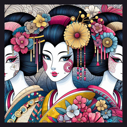 panneau velours femme geishas