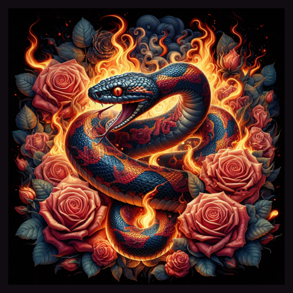 panneau velours serpent feu