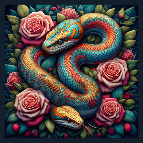 panneau velours serpent fleurs