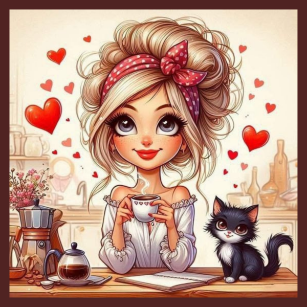 panneau velours fille chat