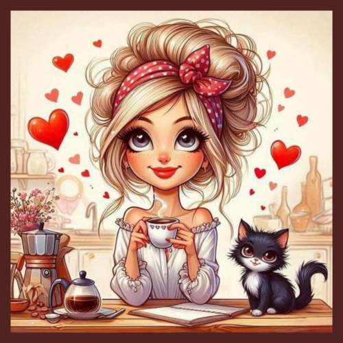 panneau velours fille chat