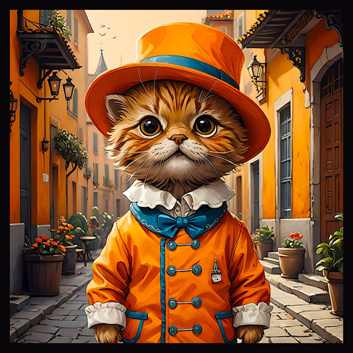 panneau velours chat chapeau