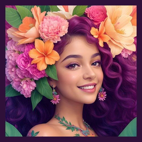 panneau velours femme fleurs