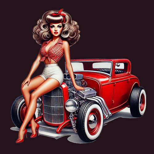 panneau velours pin up voiture