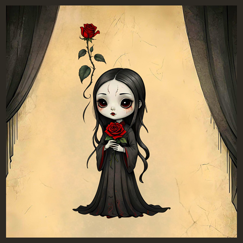 panneau velours fillette roses rouges