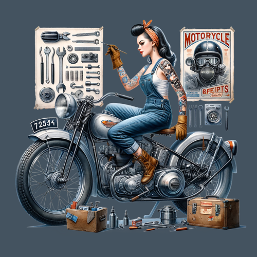 panneau velours femme moto