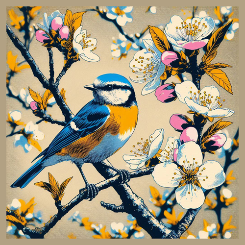 panneau velours oiseau