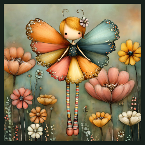 panneau velours fillette papillon