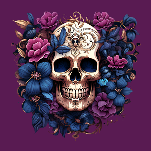 panneau velours tête de mort