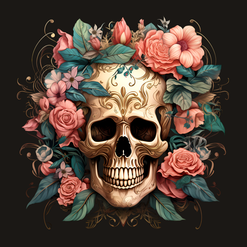 panneau velours tête de mort