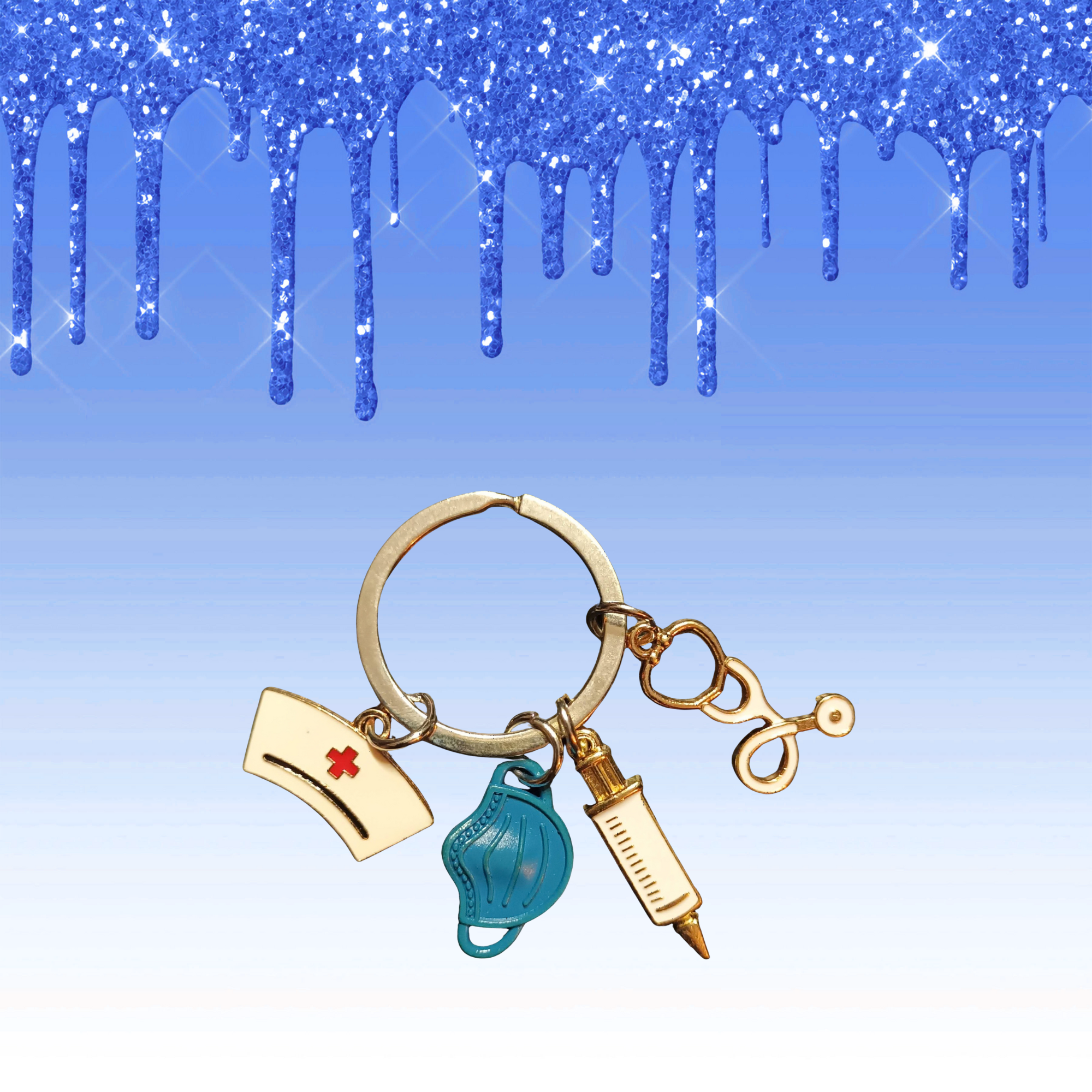 porte clé soignant bleu